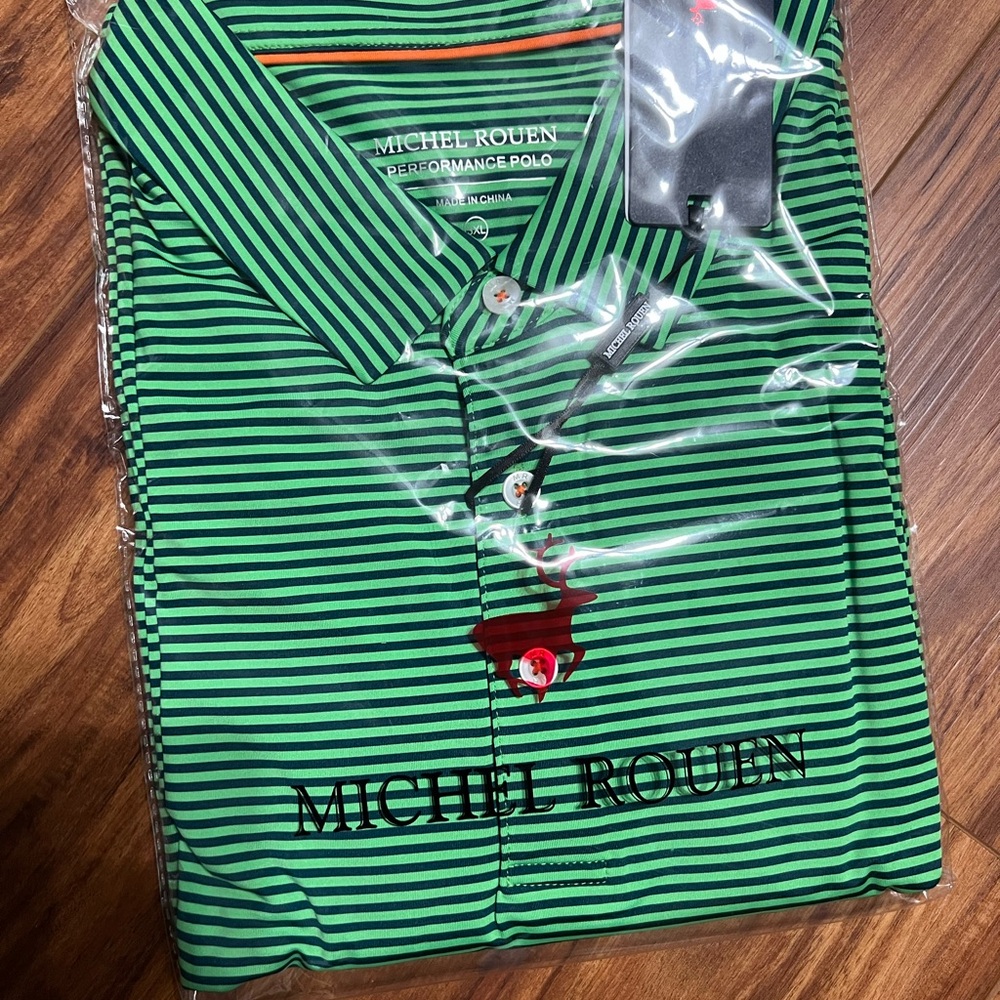 Green Striped Men's Polo Shirt
